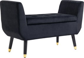 HOMCOM Banco com Armazenamento com Apoios de Braço, Banco Estofado com Acabamento a Veludo, Baú com Pés de Madeira, Banco-Baú para Sala de Estar Quarto Corredor 107 x 42 x 65 cm, Preto | Aosom Portugal