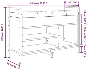 Banco sapateira 85,5x32x57,5 cm derivados madeira cinza sonoma