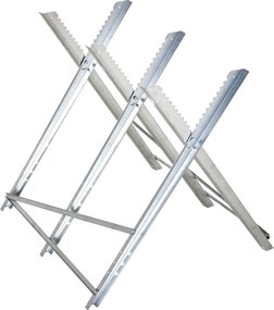 Cavalete para Serrar Dobrável com Altura Ajustável Estrutura Triangular de Metal Suporte para Lenha 83x83x79 cm Prata