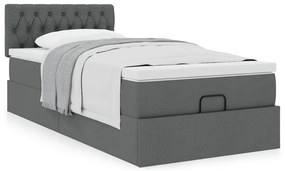Estrutura cama otomana colchão 90x190 cm tecido cinzento escuro