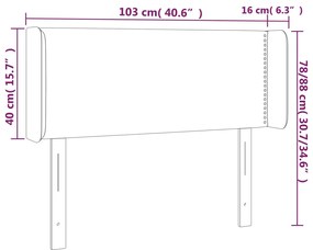 Cabeceira de cama c/ luzes LED tecido 103x16x78/88 cm azul