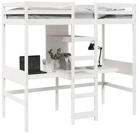Cama alta sem colchão 90x190 cm pinho maciço branco