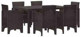 Conjunto de Jantar ao Ar Livre 7 pcs Castanho Rattan Plástico