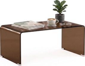 Mesa de Centro, 80 x 45 x 35 cm, Vidro Temperado, Castanho Transparente