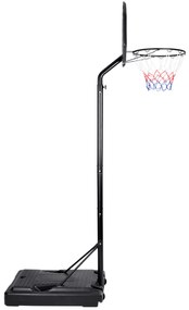 Cesto de basquetebol com rodas e altura ajustável 205-305 cm Preto + Vermelho + Cinzento