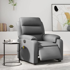 vidaXL Poltrona massagens reclinável elétrica couro artif. cinzento