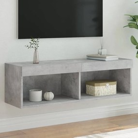 vidaXL Móvel de TV com luzes LED 100x30x30 cm cinzento cimento