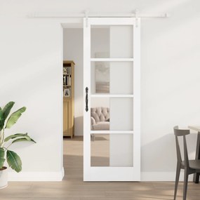 Conjunto de Porta Deslizante vidaXL com Conjunto de Ferragens Branca 7