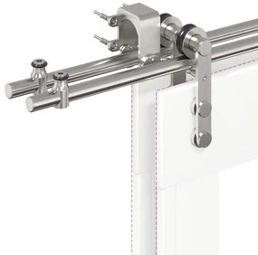 Kit ferragens p/ porta deslizante 366cm aço inoxidável prateado