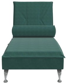 Chaise lounge de massagem com rolo tecido verde-escuro