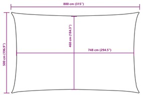 Para-sol estilo vela tecido oxford retangular 5x8 m azul