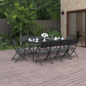 vidaXL 11 pcs conjunto de jantar para exterior aço
