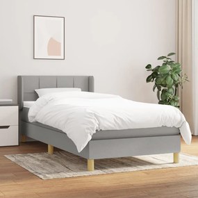 vidaXL Cama com molas/colchão 100x200 cm tecido cinzento-claro