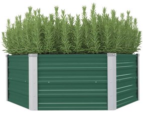 vidaXL Canteiro de jardim elevado 129x129x46 cm aço galvanizado verde