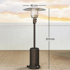 Aquecimento exterior para terraço  82 x 82 x 223 cm aquecedor a gás portátil de 11 kW, níveis de aquecimento reguláveis, preto