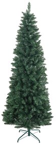 HOMCOM Árvore de Natal Tipo Lápis 210 cm com Base Dobrável e 687 Ramos para  Escritório Verde