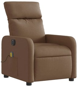 Poltrona de massagens reclinável elétrica tecido castanho