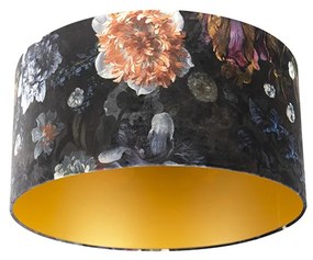 Abajur de veludo com design floral 50/50/25 interior dourado