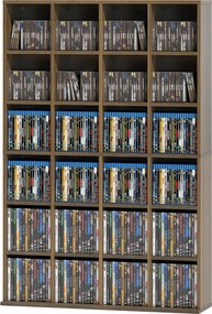 Móvel de Arrumação para CDs e DVDs, 89 x 20 x 130,5 cm, Prateleiras Ajustáveis, Castanho
