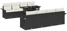 Conjunto de Sofá de Jardim vidaXL 9 peças com Almofadas Vime Preto
