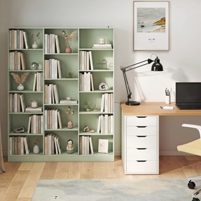 Estantes para Livros, 149 x 23,6 x 188 cm, 17 Compartimentos, Verde