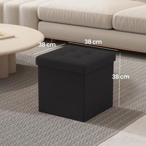 Banco com espaço de arrumação em veludo 38 x 38 x 38 cm preto
