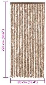 Cortina anti-insetos 90x220 cm chenille bege e castanho-escuro