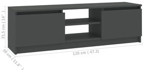 Móvel de TV 120x30x35,5 cm contraplacado cinzento