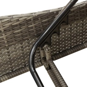 Espreguiçadeira com almofadões 114x205x73 cm vime PE cinzento