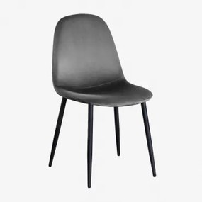 Cadeira de Veludo Glamm Cinzento Escuro & Preto - Sklum