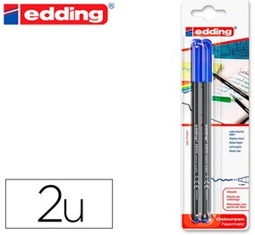 Marcador Edding Ponta Fibra 1200 Azul n.3 Ponta Redonda 0.5 mm Blister de 2 Unidades