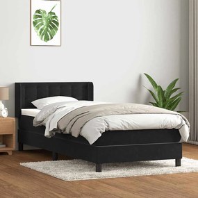 vidaXL Cama com molas/colchão 100x220 cm veludo preto