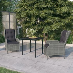 vidaXL 3 pcs conjunto de jantar para jardim cinzento-claro