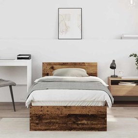 vidaXL estrutura de cama Madeira Velha 90x200 cm Madeira Ingenheirada