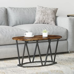 Mesa de Centro em Carvalho Defumado 80x40x40,5 cm em Madeira e Metal