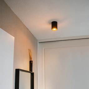 Foco de teto preto com dourado rotativo e inclinável - Rondoo Up