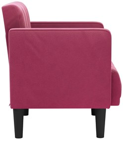 Poltrona com apoio de braços 53 cm veludo vermelho tinto
