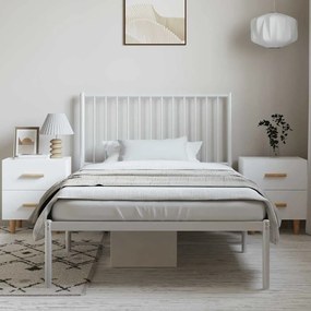 Estrutura de cama com cabeceira 100x190 cm metal branco