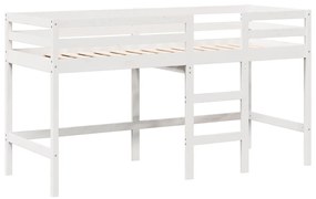 Cama alta c/ escada e telhado 90x200 cm pinho maciço branco