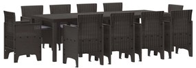 vidaXL Conjunto de Jantar para Jardim 11 pcs Castanho Polipropileno