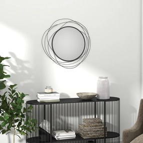 Espelho redondo em metal de malha preta, decoração de estilo moderno, diâmetro Φ65 cm preto