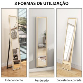 Espelho de Pé 157x37 cm Espelho Corpo Inteiro Grande com Moldura Bicolor para Utilizar Inclinado ou Suspenso Madeira