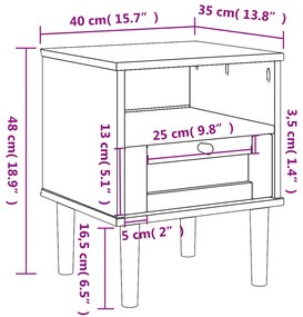 Mesa de Cabeceira SENJA em Vime e Madeira de Pinho - Branco - Design R