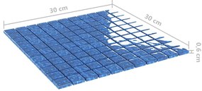 Ladrilhos de mosaico 11 pcs 30x30 cm vidro azul