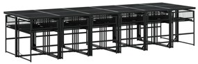 13 pcs conjunto de jantar p/jardim vime PE preto