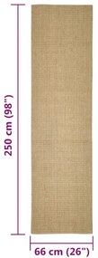 Tapete de sisal para poste arranhador 66x250 cm