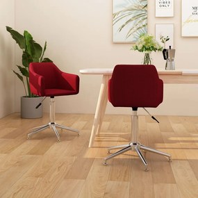 vidaXL Cadeiras de jantar giratórias 2 pcs tecido vermelho tinto