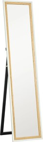 HOMCOM Espelho de Pé 37x157 cm Espelho de Corpo Inteiro com Estrutura de MDF e Suporte Branco e Madeira Escura | Aosom Portugal