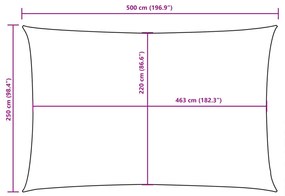 Para-sol vela tecido oxford retangular 2,5x5m cinza-acastanhado