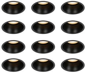 Conjunto de 12 Focos Embutidos Pretos GU10 50mm IP44 - Dept Moderno